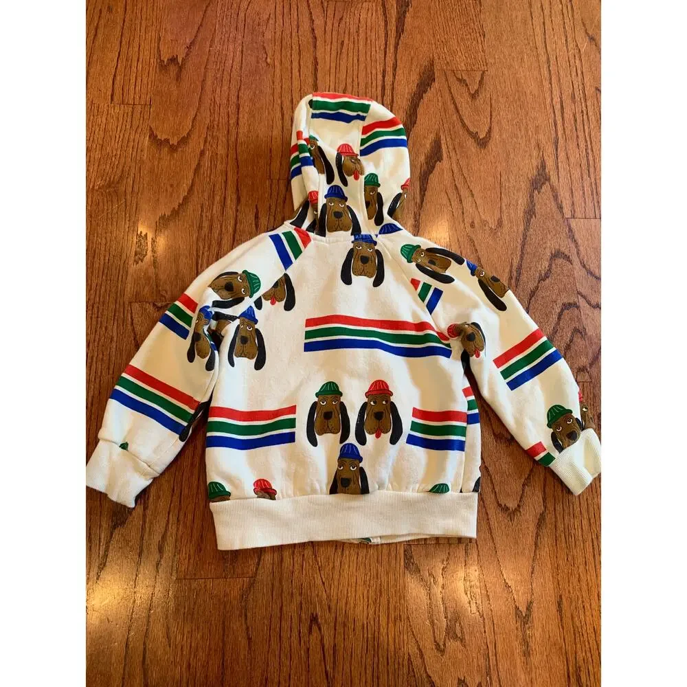 Mini Rodini Bloodhound Dog 100% Cotton AOP Sweatsuit | Multi | 3-5 years